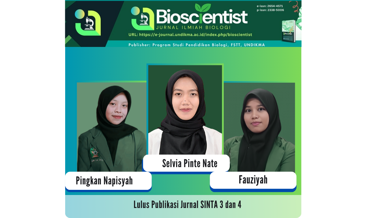 3 Mahasiswa Biologi Angkatan 2022 Raih Kelulusan Melalui Publikasi Jurnal SINTA 3 dan 4
