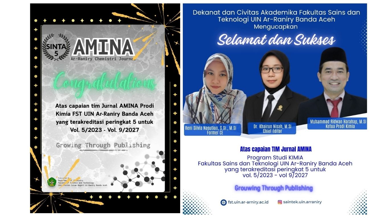 AMINA Raih Akreditasi SINTA 5, Prodi Kimia UIN Ar-Raniry Catat Prestasi Nasional