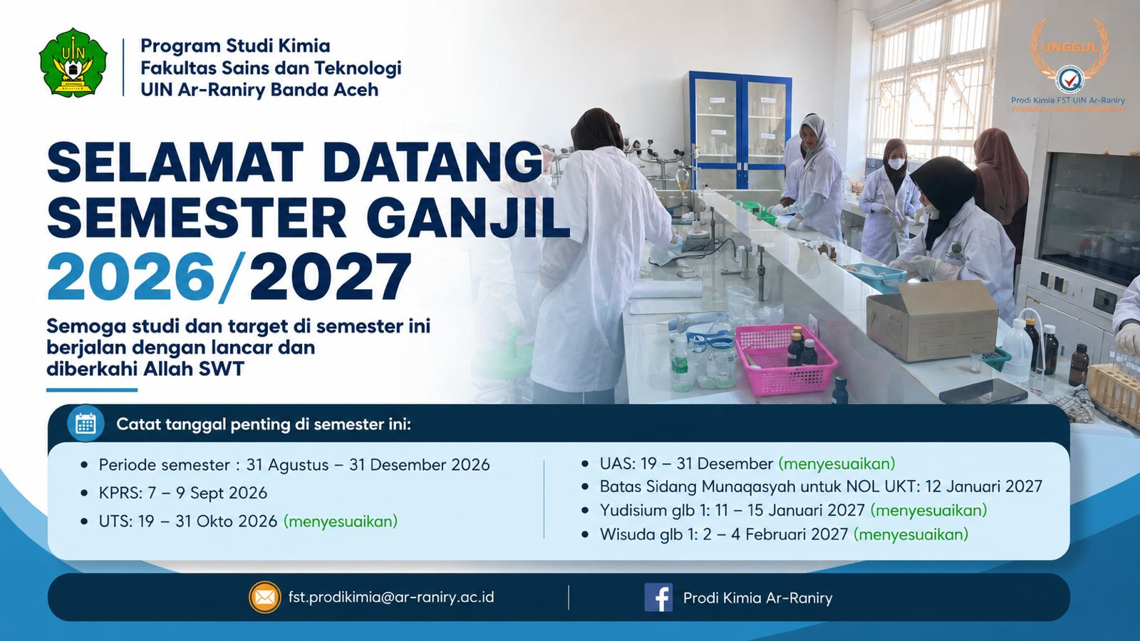 Semester Ganjil 2026/2027 Dimulai, Prodi Kimia Dorong Mahasiswa Raih Target dan Prestasi