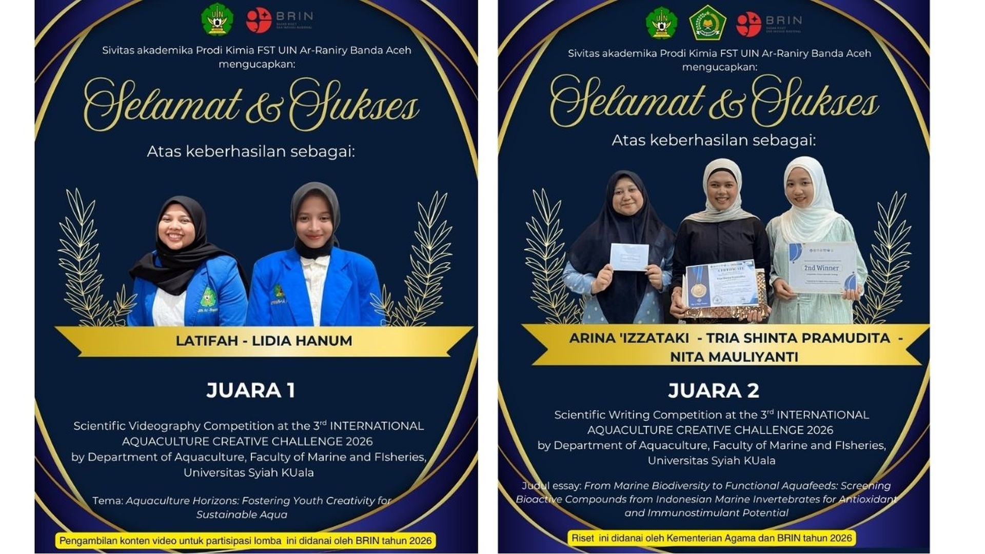 Mahasiswa Kimia Borong Juara Internasional Aquaculture Creative Challenge