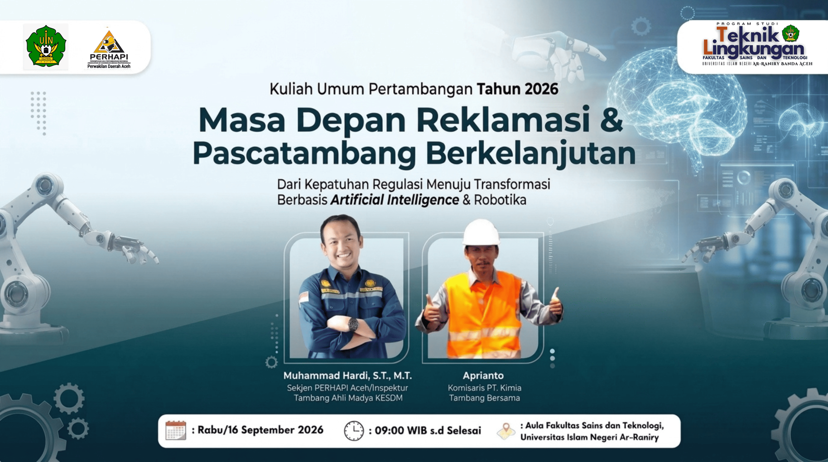 UIN Ar-Raniry Membahas Transformasi Reklamasi Tambang Berbasis AI dan Robotika.